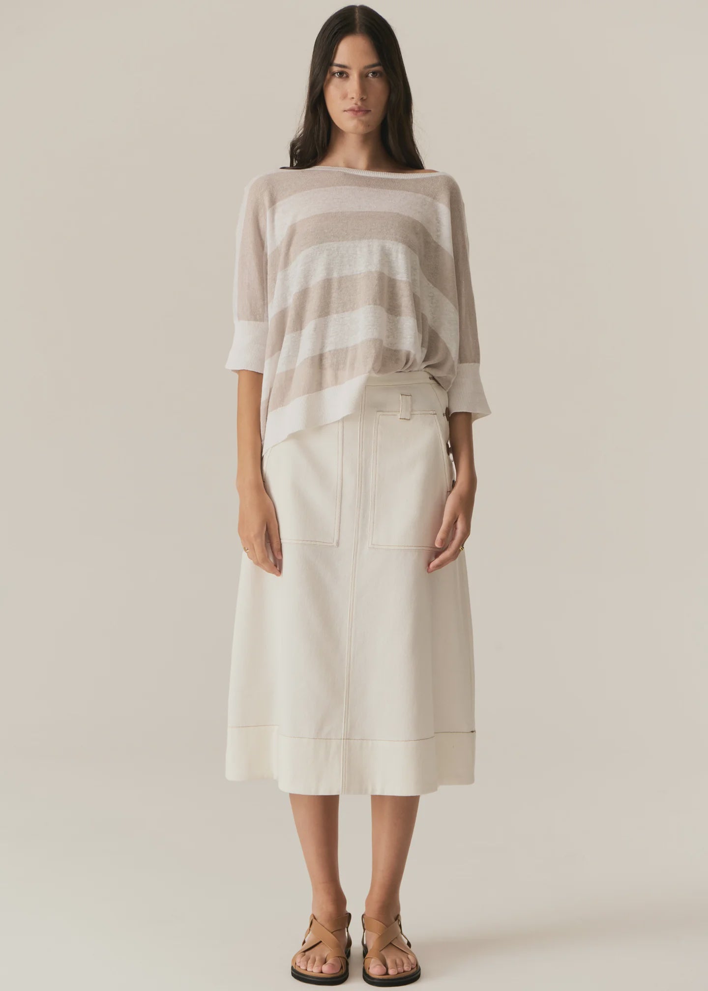 Milton Stripe Knit Pebble