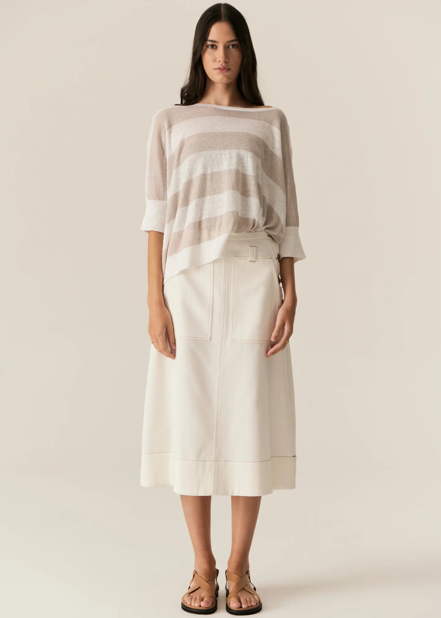 Milton Stripe Knit Pebble
