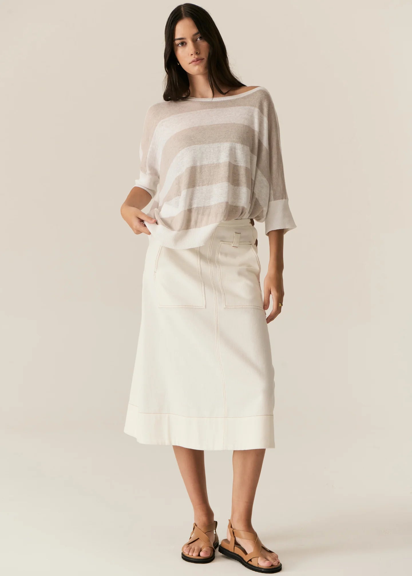 Milton Stripe Knit Pebble