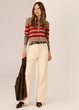 Meira Stripe Polo Knit Cedar/Red