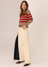 Meira Stripe Polo Knit Cedar/Red