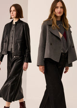 Cohhen Cropped Wool Coat  Charcoal