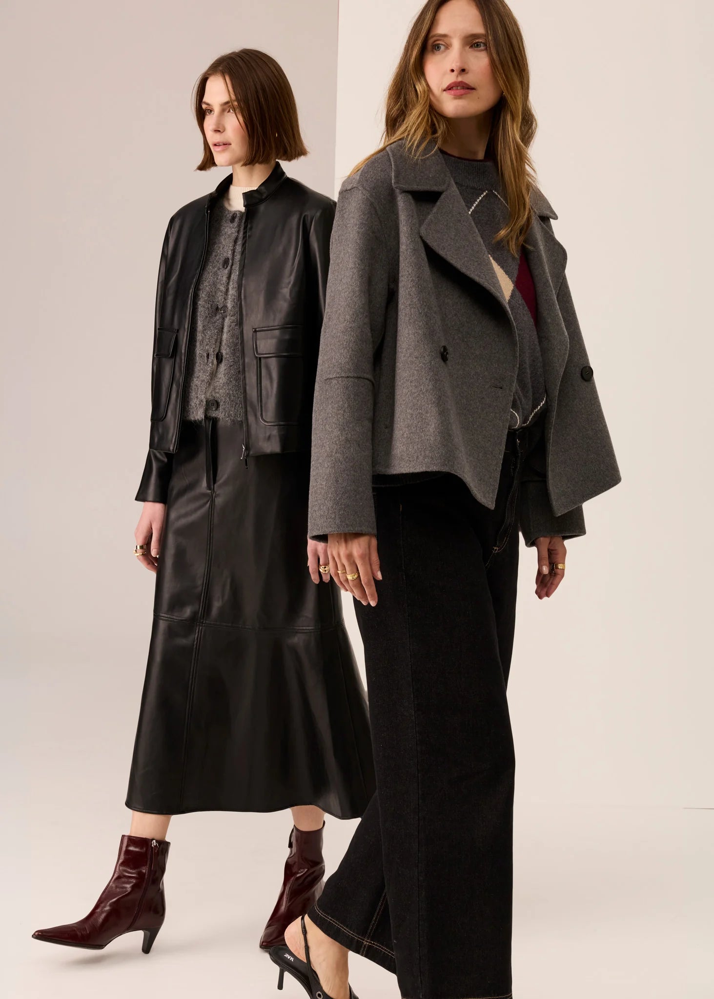 Cohhen Cropped Wool Coat  Charcoal