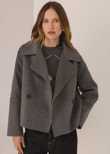 Cohhen Cropped Wool Coat  Charcoal