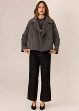 Cohhen Cropped Wool Coat  Charcoal