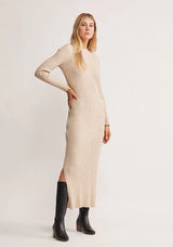 MOS Wistful Knit Midi Dress in Sand