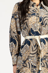 Mala Dress Navy Paisley