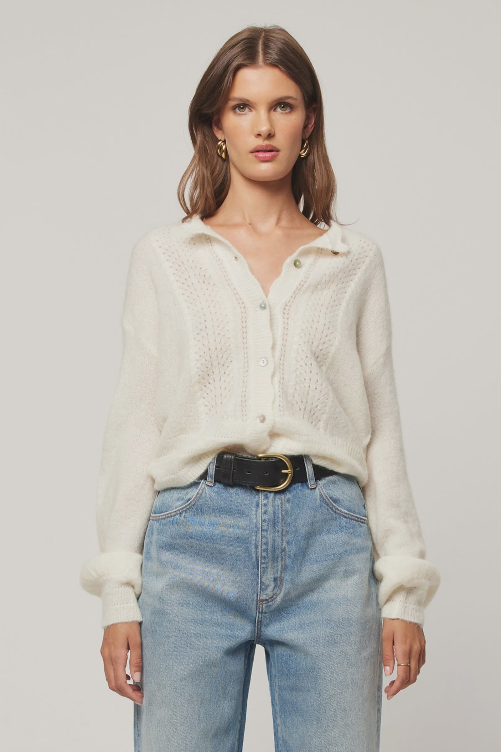 lace Knit Cardigan Cloud