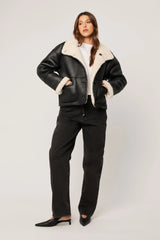 Faux Shearing Jacket in Black