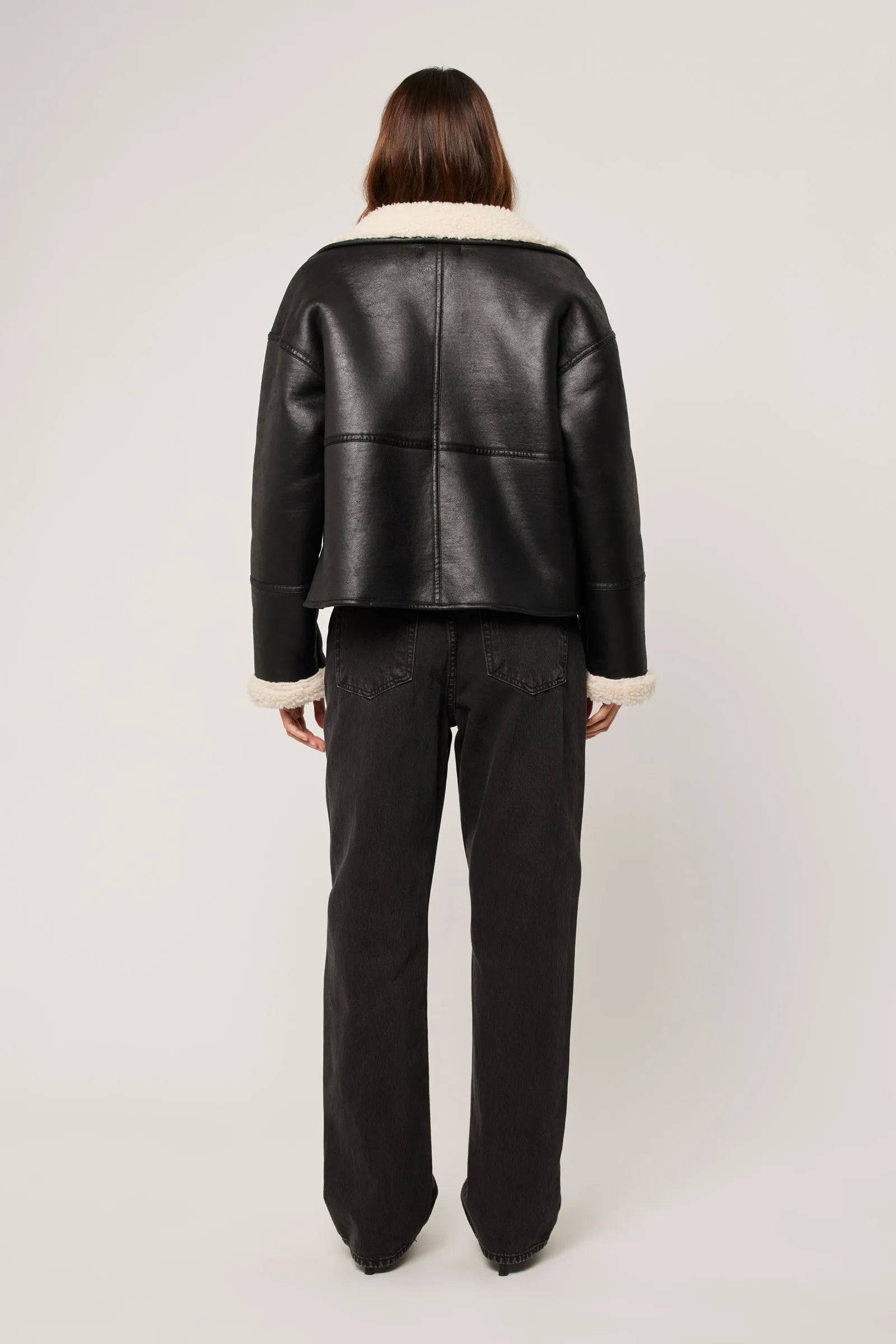 Faux Shearing Jacket in Black