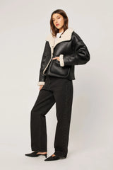 Faux Shearing Jacket in Black