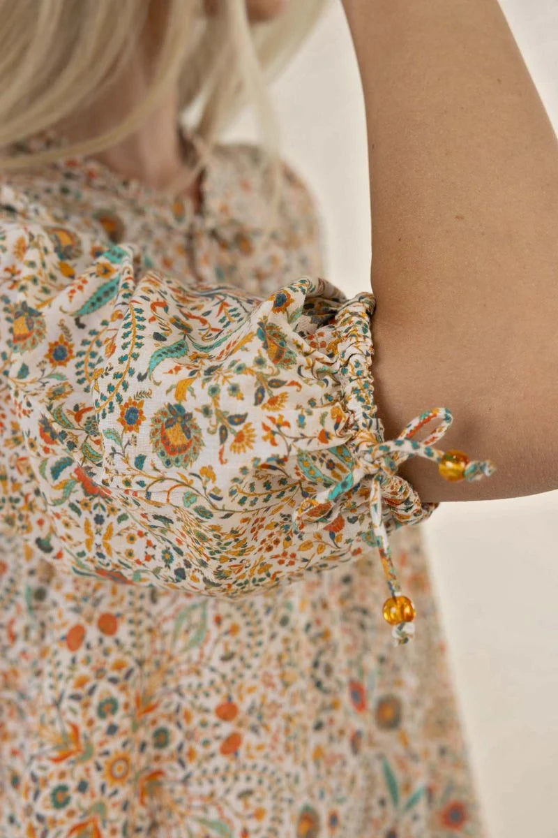 Rumi Smock Dress Almond Print