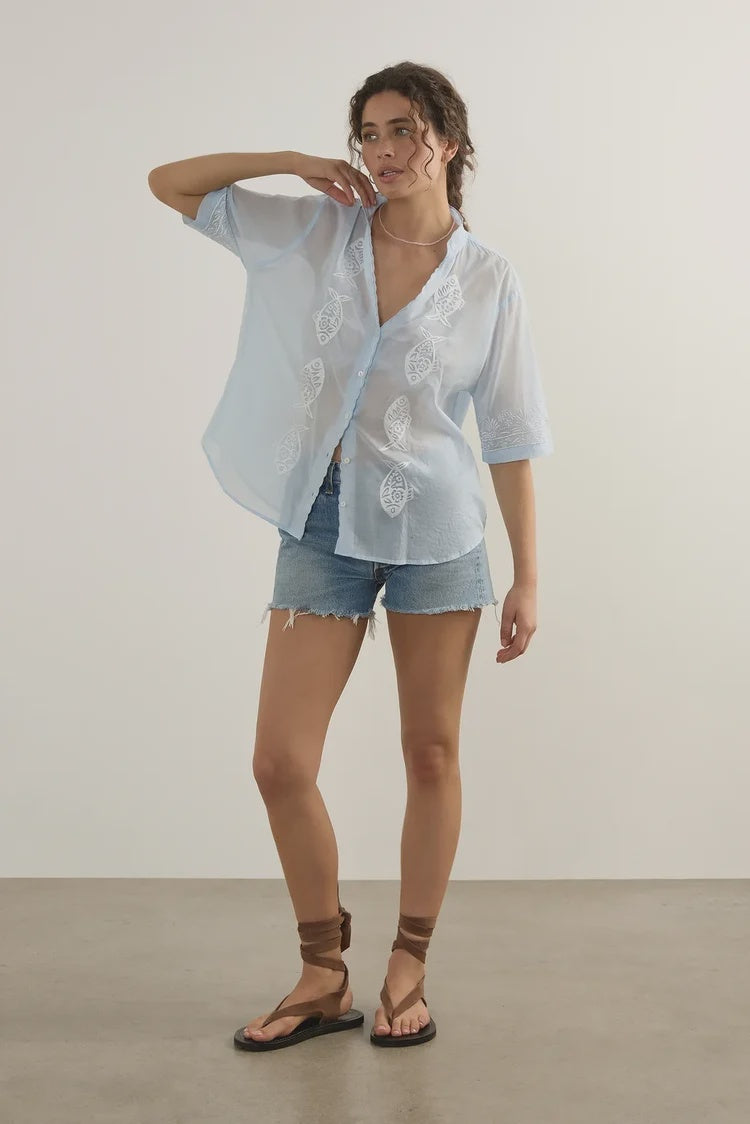 Sardine Embroidered Blouse Blue