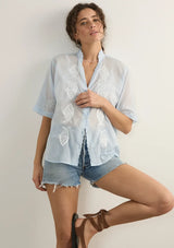 Sardine Embroidered Blouse Blue