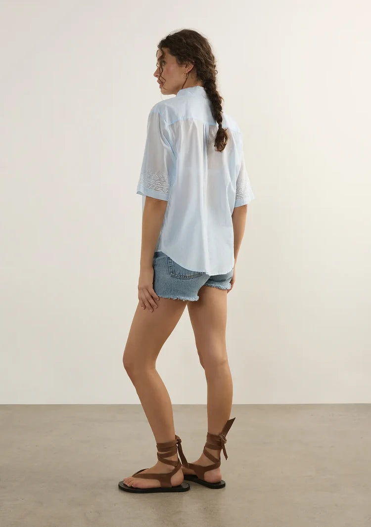 Sardine Embroidered Blouse Blue