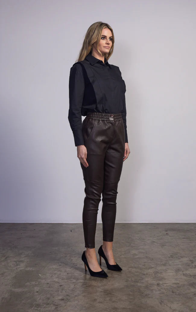 DEA Rundle Leather Pant in Chocolate