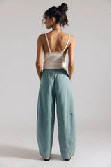 Good Luck Printed Barrel Jeans Blue Green