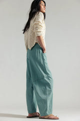 Good Luck Printed Barrel Jeans Blue Green