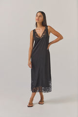 Tuesday Label Liquid Slip Dress /Black Lace