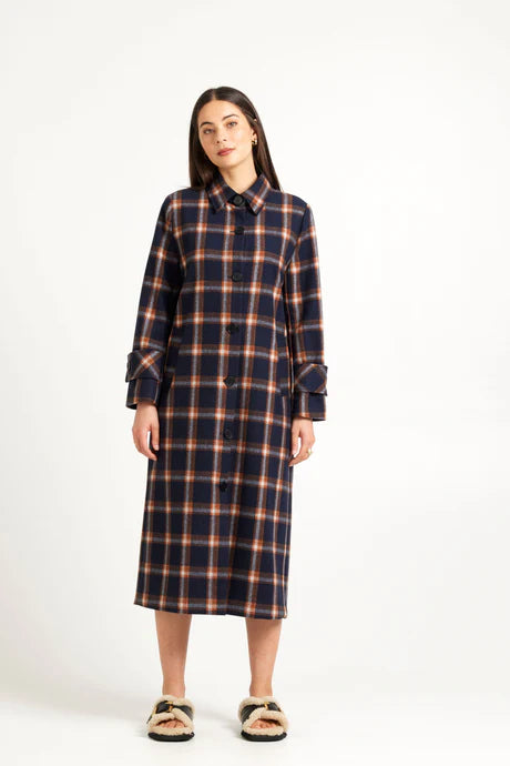 Kamali Coat Navy Check