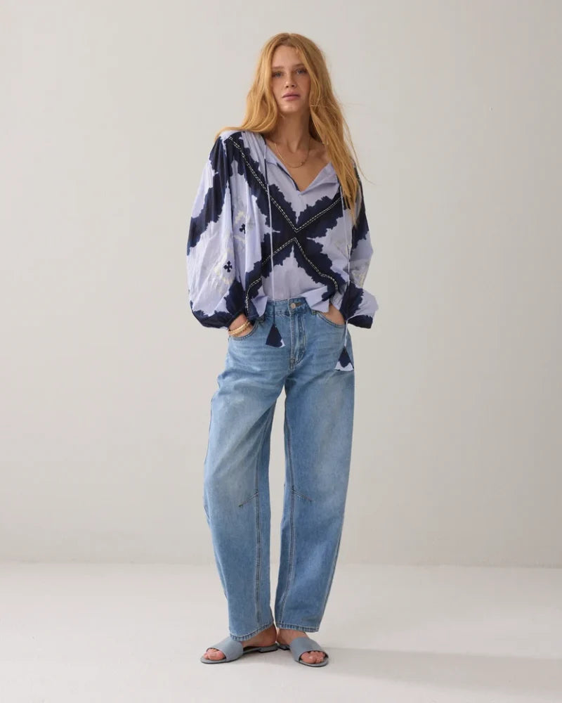 Cotton Voie Tie Dye Blouse