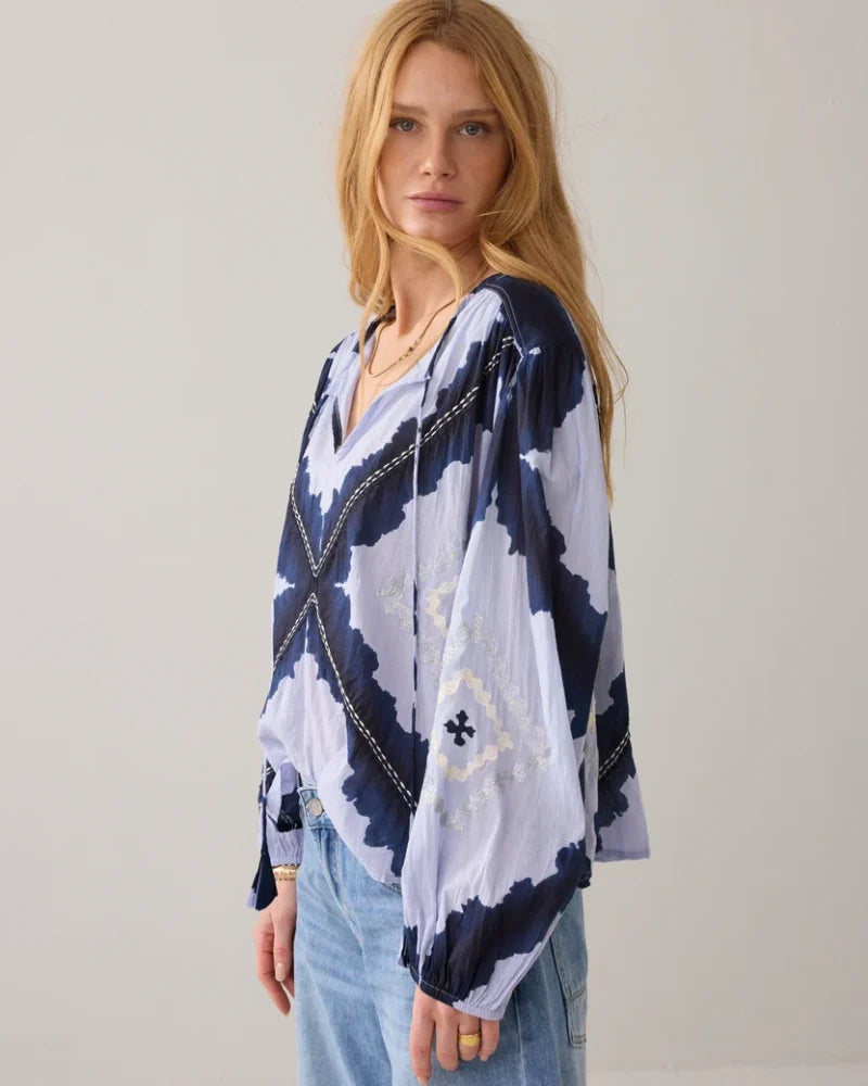 Cotton Voie Tie Dye Blouse