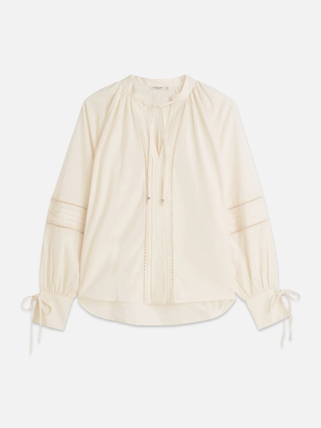 Cotton Voile Blouse with Pleats Eggnog