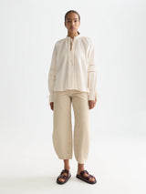 Cotton Voile Blouse with Pleats Eggnog