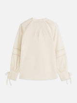 Cotton Voile Blouse with Pleats Eggnog