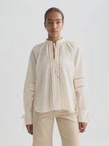 Cotton Voile Blouse with Pleats Eggnog