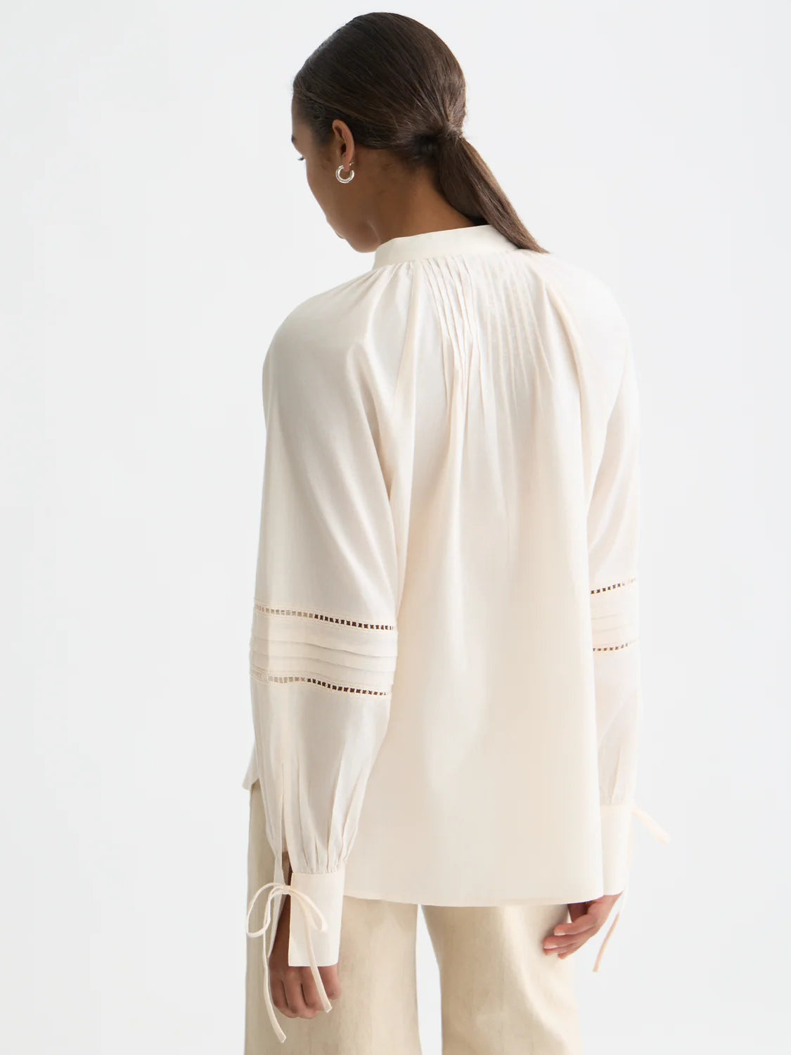 Cotton Voile Blouse with Pleats Eggnog