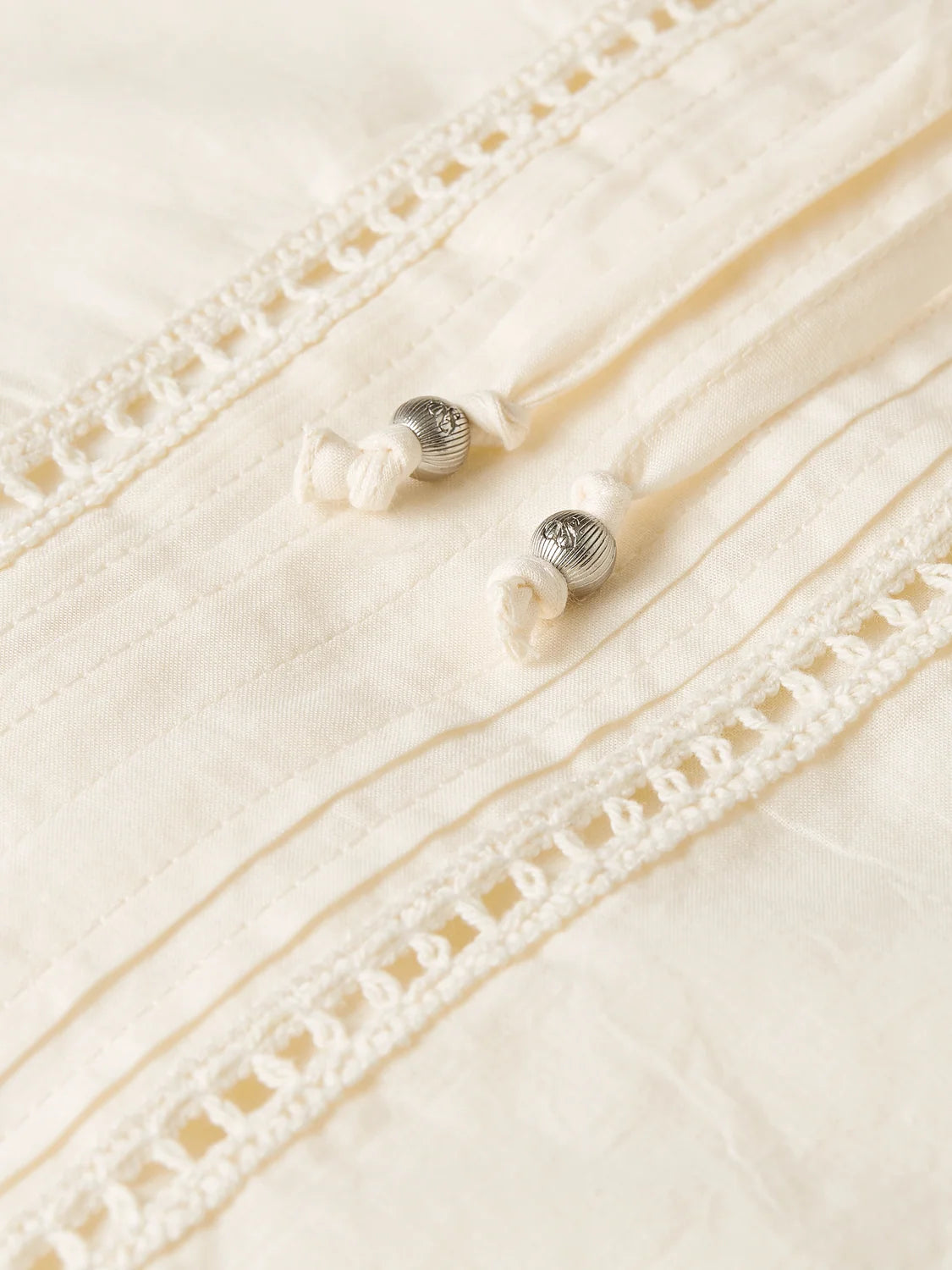 Cotton Voile Blouse with Pleats Eggnog