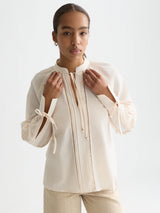 Cotton Voile Blouse with Pleats Eggnog