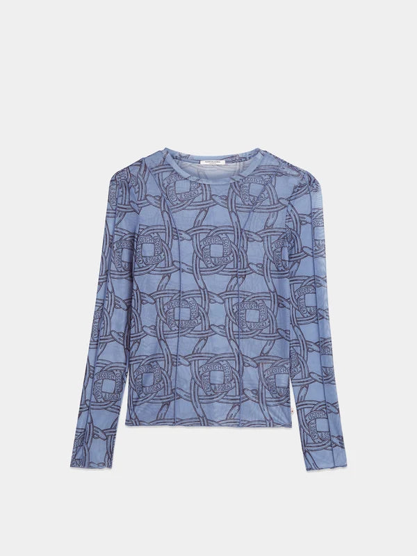 Printed Mesh Long Sleeve Tshirt  Horseshoes Infinity