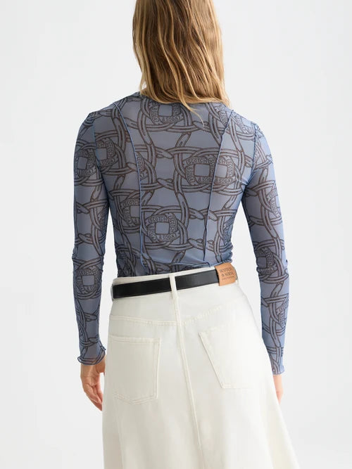 Printed Mesh Long Sleeve Tshirt  Horseshoes Infinity