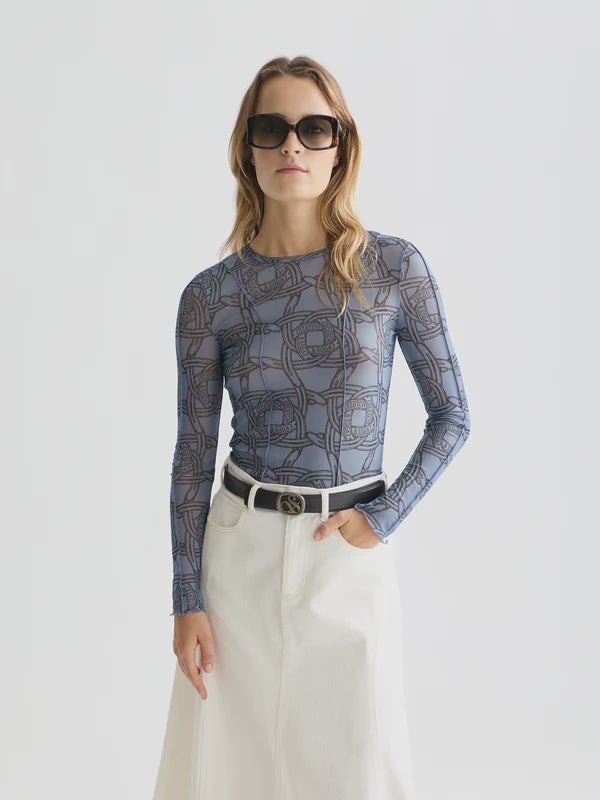 Printed Mesh Long Sleeve Tshirt  Horseshoes Infinity