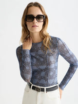 Printed Mesh Long Sleeve Tshirt  Horseshoes Infinity