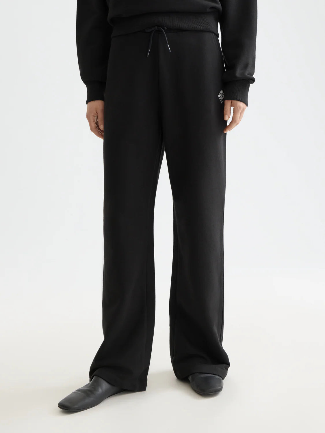 Artwork Wide leg Sweat Pants Black