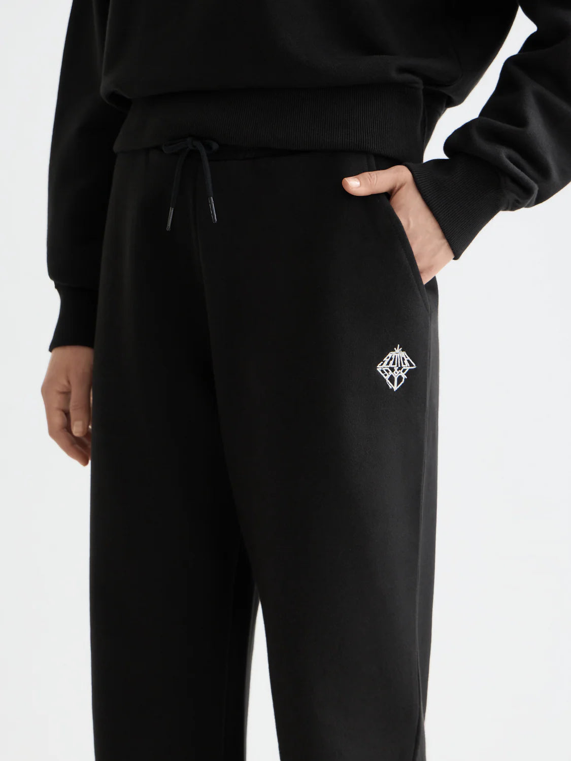 Artwork Wide leg Sweat Pants Black