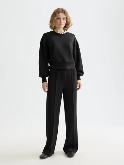 Modal Straight Leg Sweat Pants Black