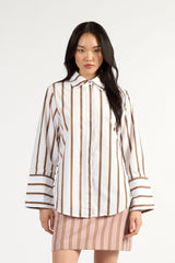 Mark Shirt Choc Stripe