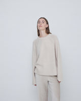 Yerse Round Neck Wool Sweater In Ecru