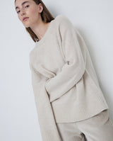 Yerse Round Neck Wool Sweater In Ecru