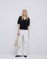 Black T shirt With Ruffle Detail