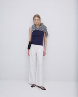 Dark blue top with contrasting trim