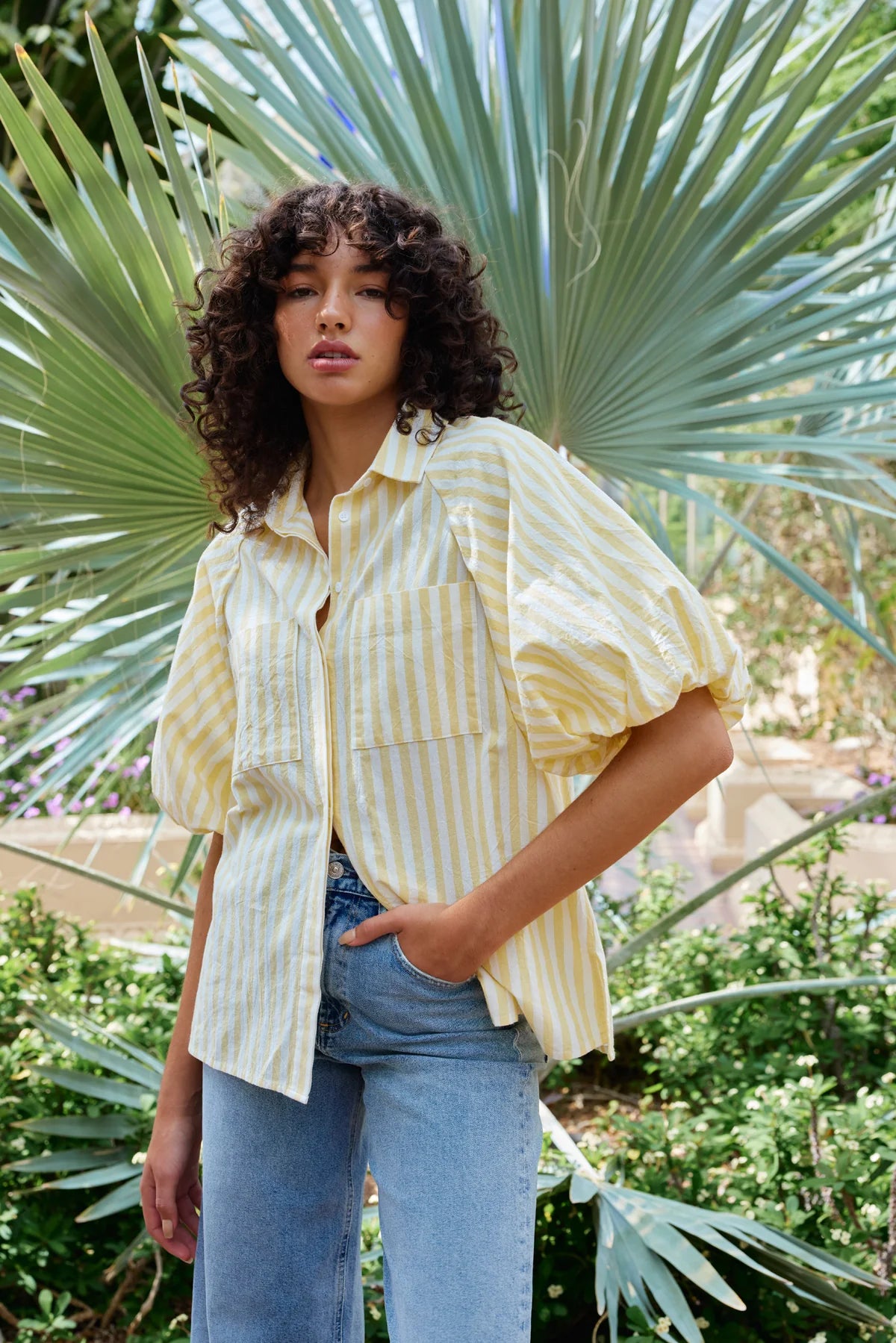 Kinney Zoya Shirt in Lemon Stripe