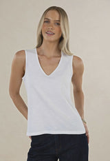 Kaia V Neck Singlet White