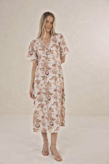 Bohemian Rose Midi Dress Bohemian Print