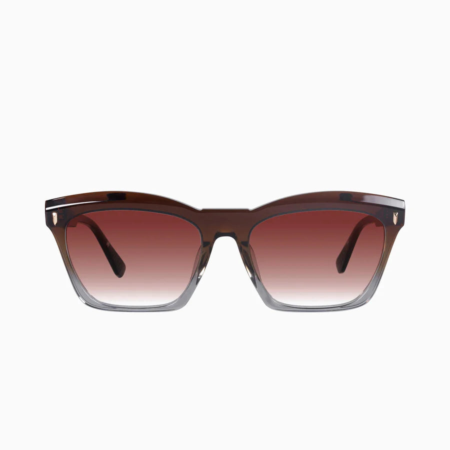 Royale Transparent Chocolate Fade to Crystal w. Gold Metal / Dark Orange Gradient Lens