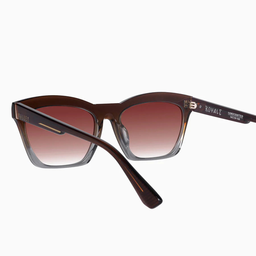 Royale Transparent Chocolate Fade to Crystal w. Gold Metal / Dark Orange Gradient Lens